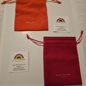 2 Kurt Geiger Drawstring Jewelry Pouches With Card, NEW